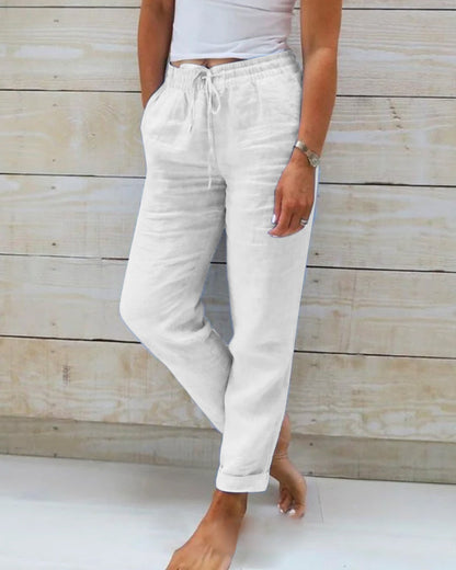 Liz - Elasticated linen trousers