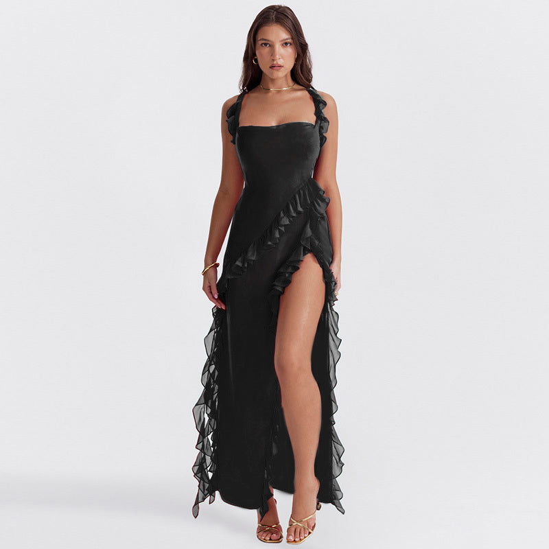 Jocelin - Long Dress with Ruffles and Opening