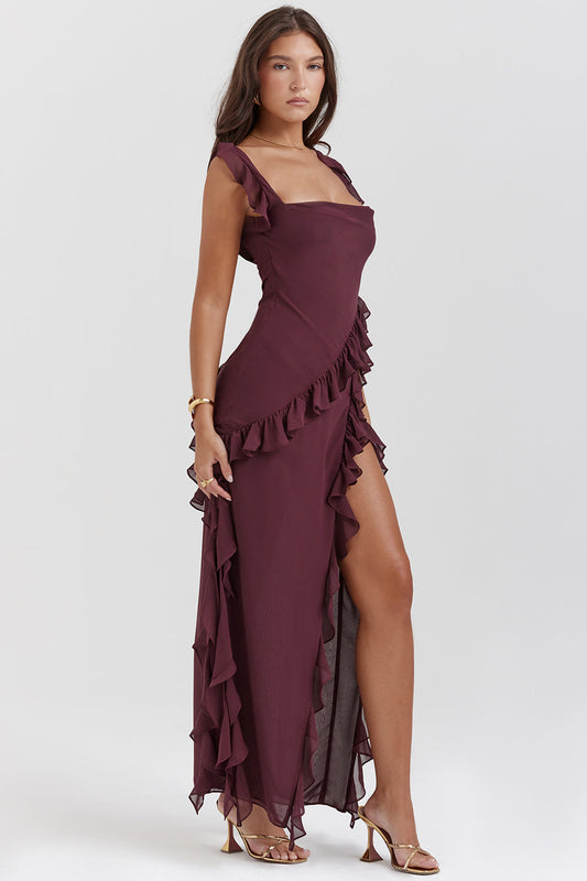 Jocelin - Long Dress with Ruffles and Opening