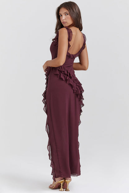 Jocelin - Long Dress with Ruffles and Opening