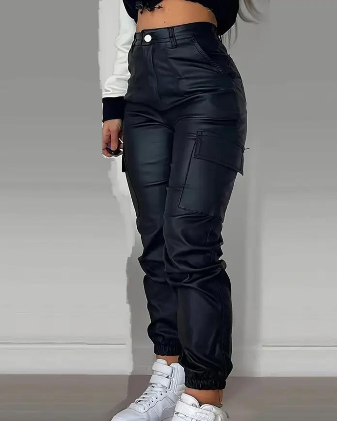 Sophia - Cargo Leather Pants