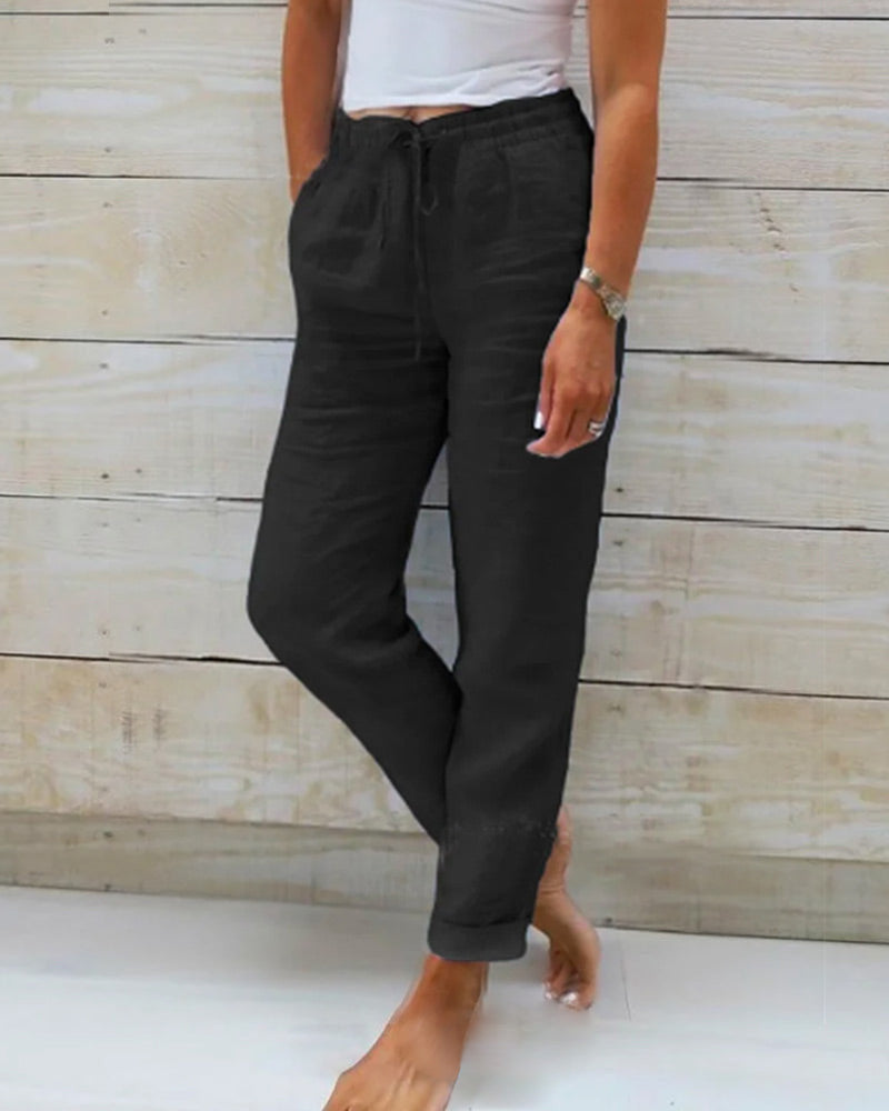 Liz - Elasticated linen trousers