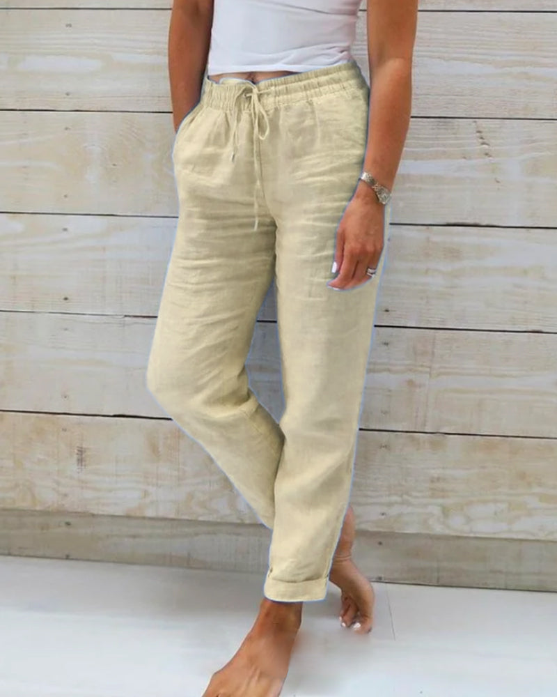 Liz - Elasticated linen trousers