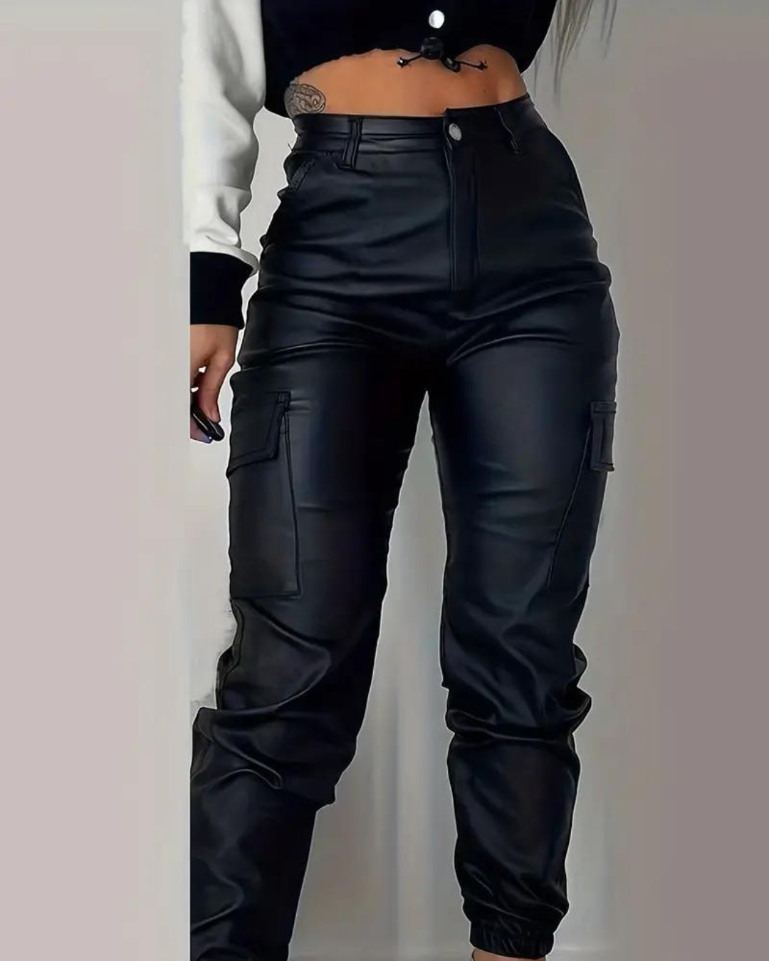 Sophia - Cargo Leather Pants