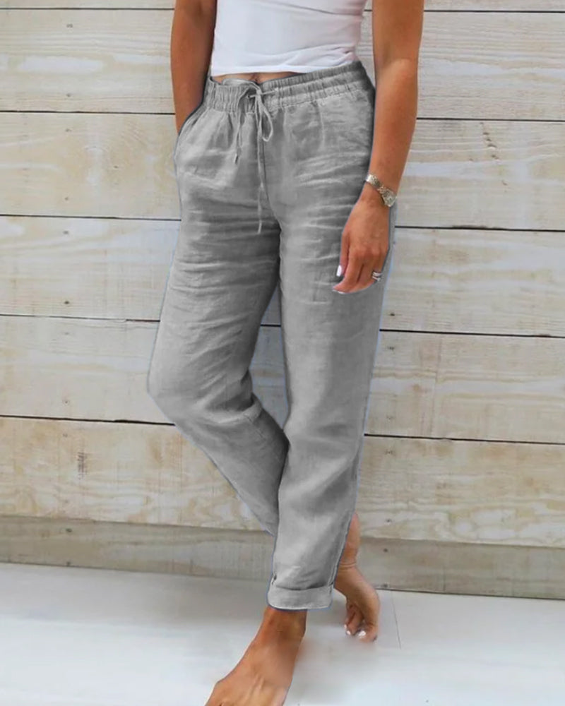 Liz - Elasticated linen trousers