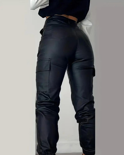 Sophia - Cargo Leather Pants