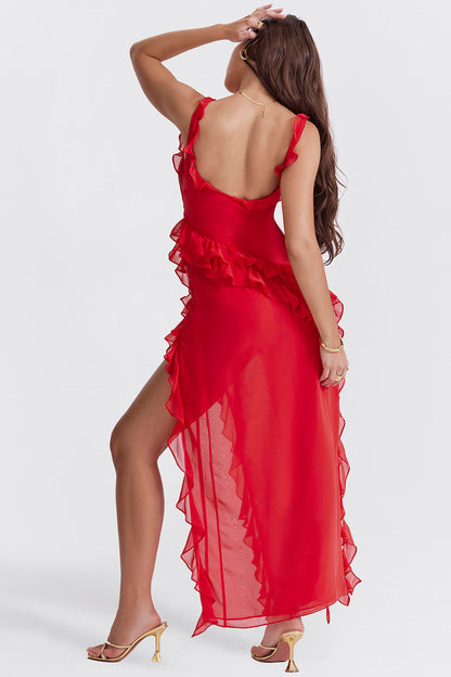 Jocelin - Long Dress with Ruffles and Opening