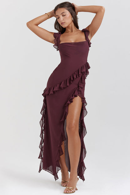 Jocelin - Long Dress with Ruffles and Opening